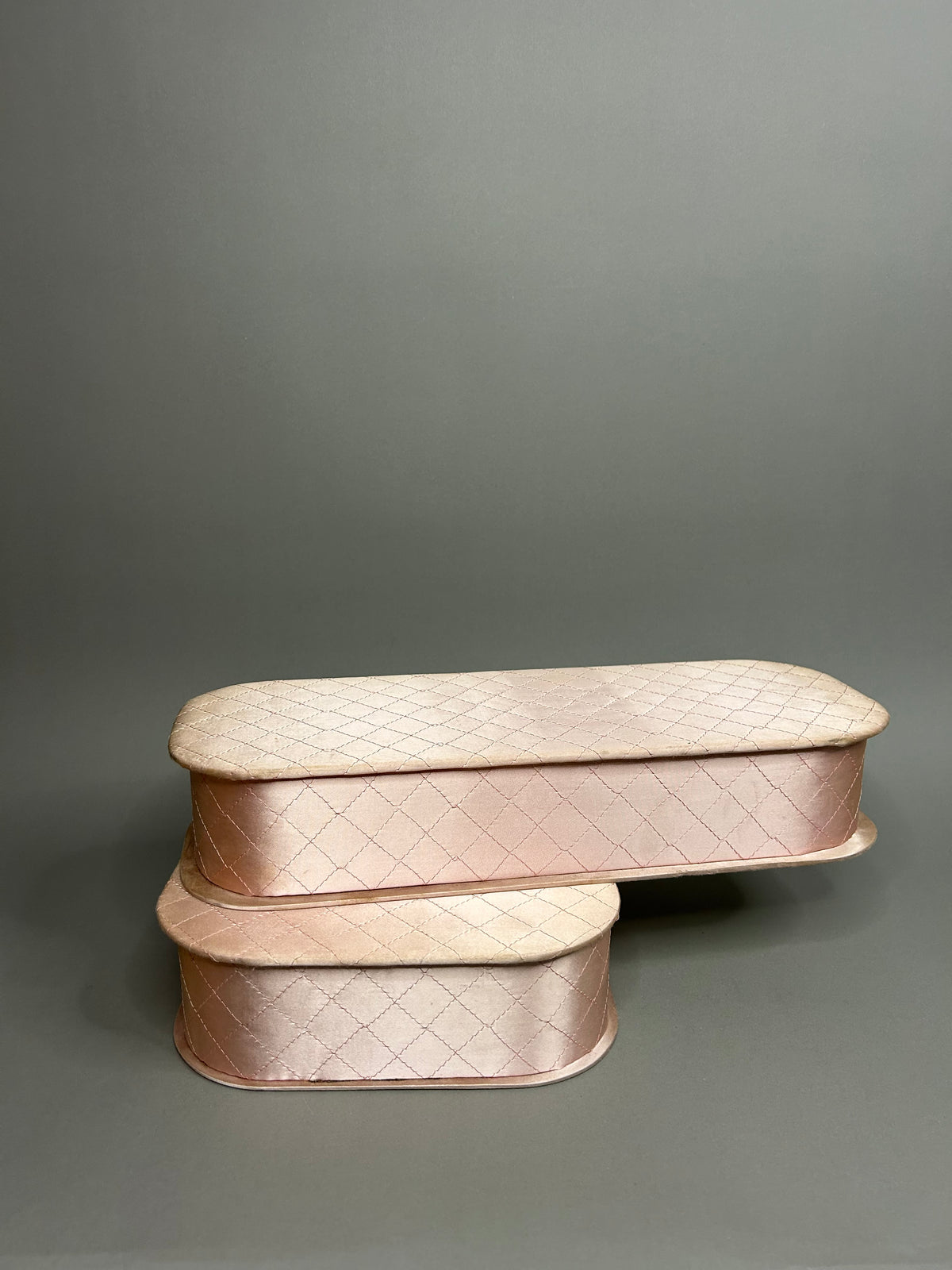 Set of powder pink quilt pattern stow cases