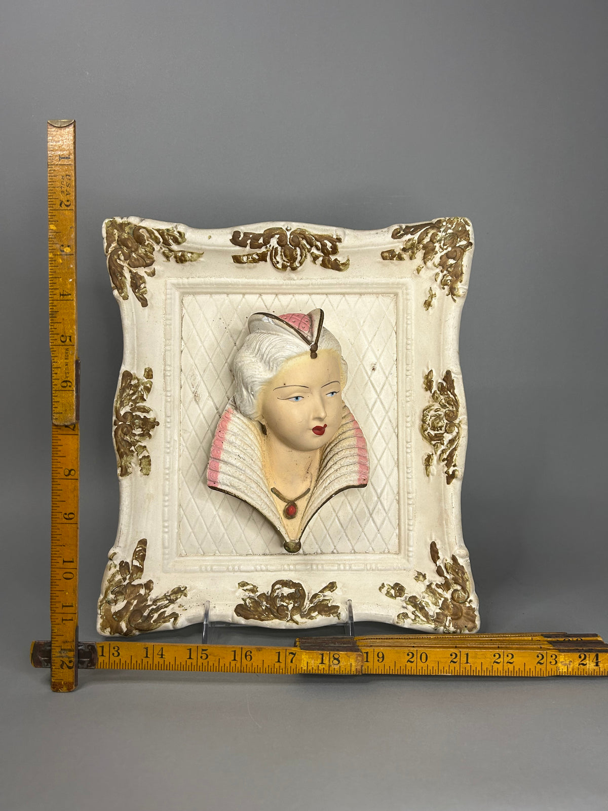 Chalk ware Victorian bust set in ornate square gilt frame