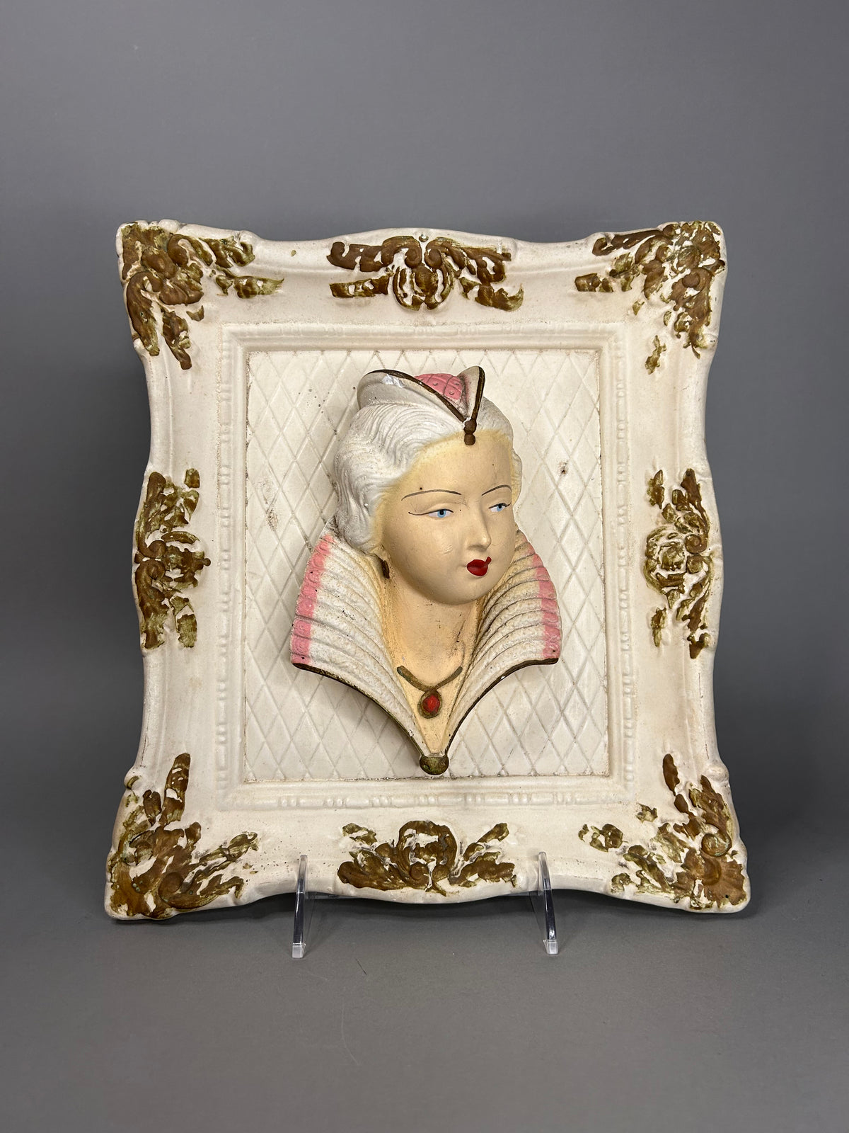 Chalk ware Victorian bust set in ornate square gilt frame