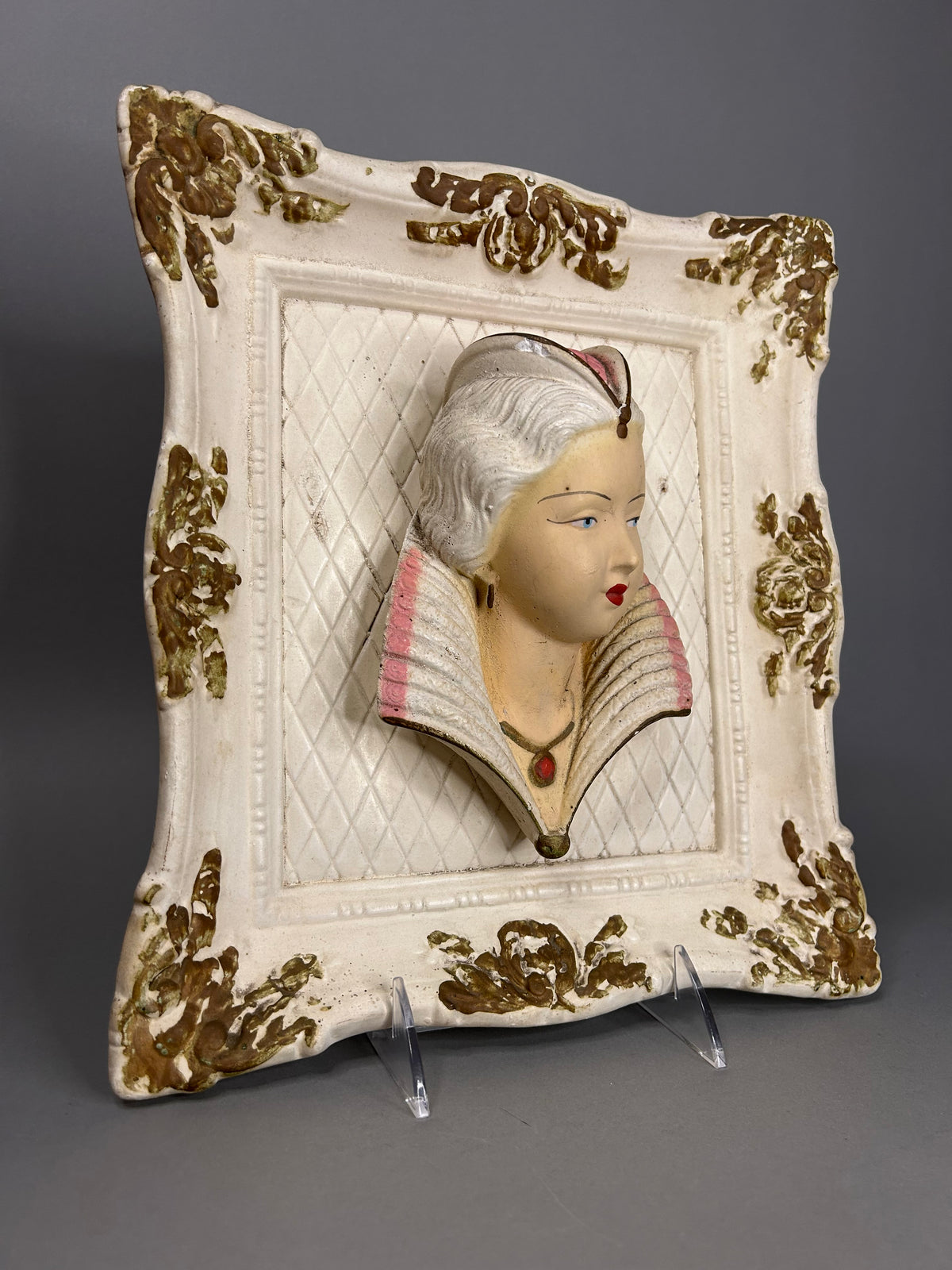 Chalk ware Victorian bust set in ornate square gilt frame