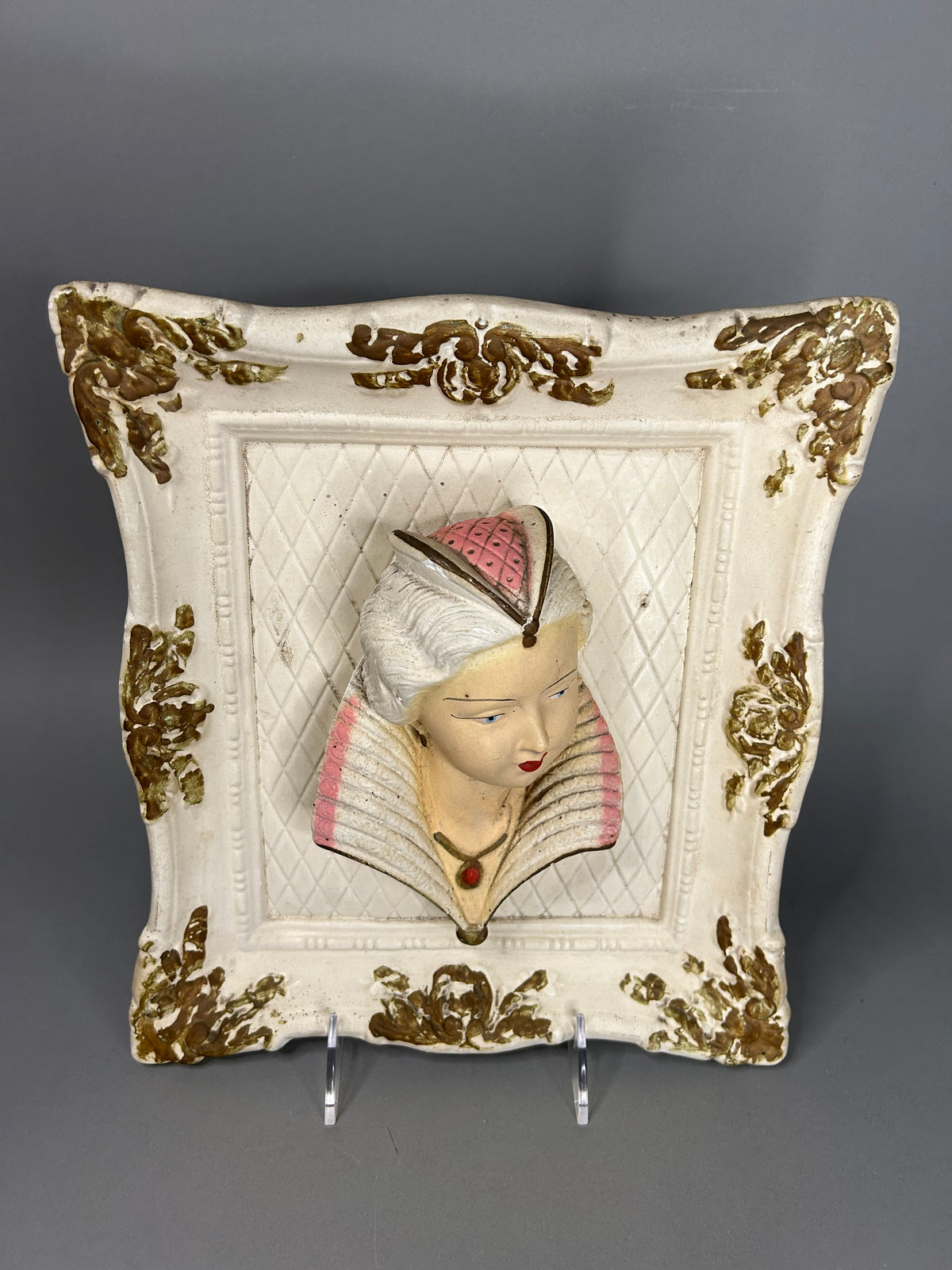 Chalk ware Victorian bust set in ornate square gilt frame