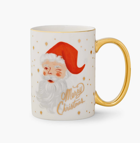 Holiday Porcelain Mug - Winking Santa