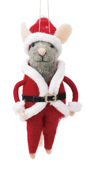 Handmade Wool Felt Mouse Ornament