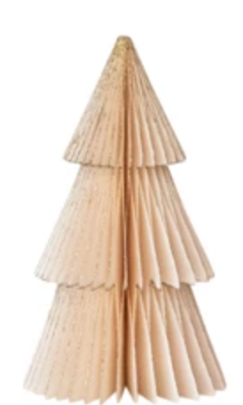 Set of Five Folding Honeycomb Trees with Gold Glitter Edges