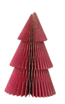 Set of Five Folding Honeycomb Trees with Gold Glitter Edges