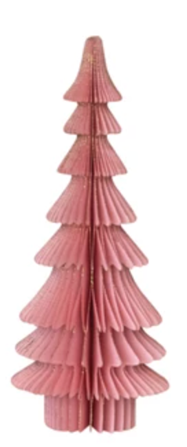 Set of Five Folding Honeycomb Trees with Gold Glitter Edges