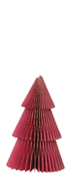 Set of Five Folding Honeycomb Trees with Gold Glitter Edges