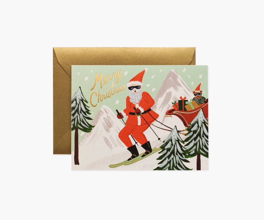 Skiing Santa Greeting Card