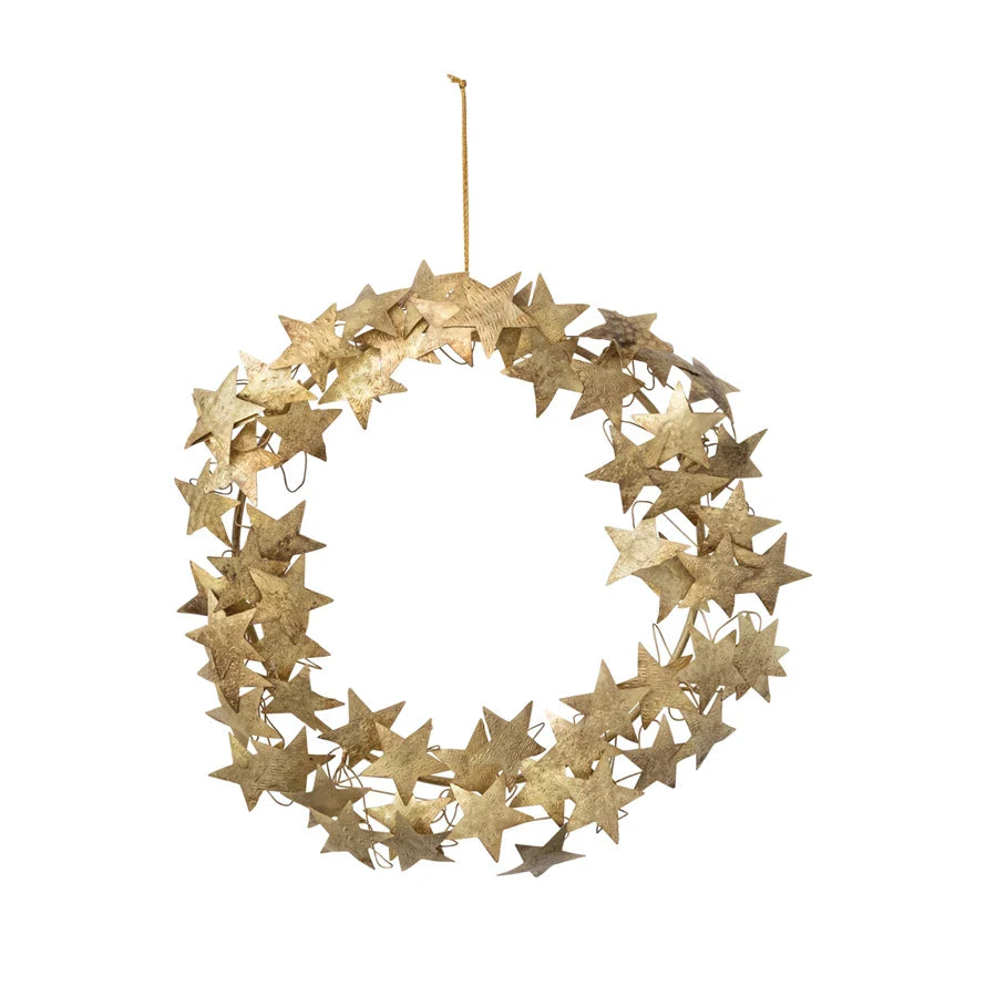 Metal Star Wreath in Gold Finish