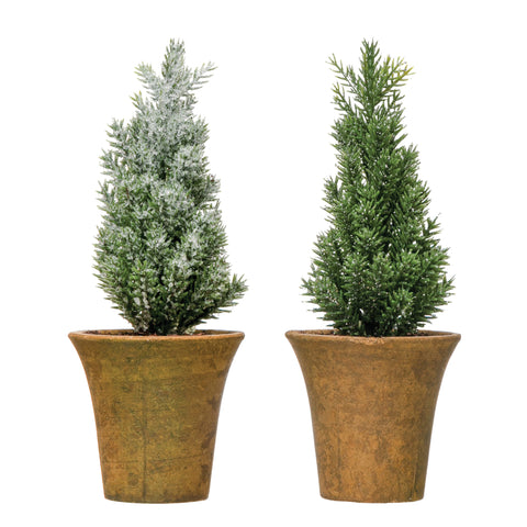 Artificial Fir Tree in Pot, 2 Styles