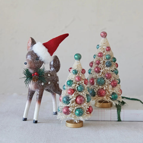 Vintage Style Bottle Brush Tree with Ornaments