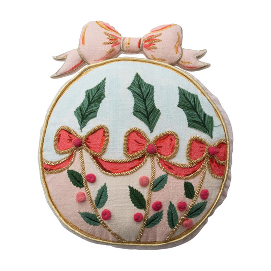 Ornament Shaped Pillow Hand Beaded and Embroidered