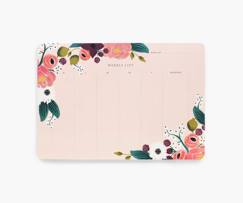 Pink Floral Weekly Desk Pad