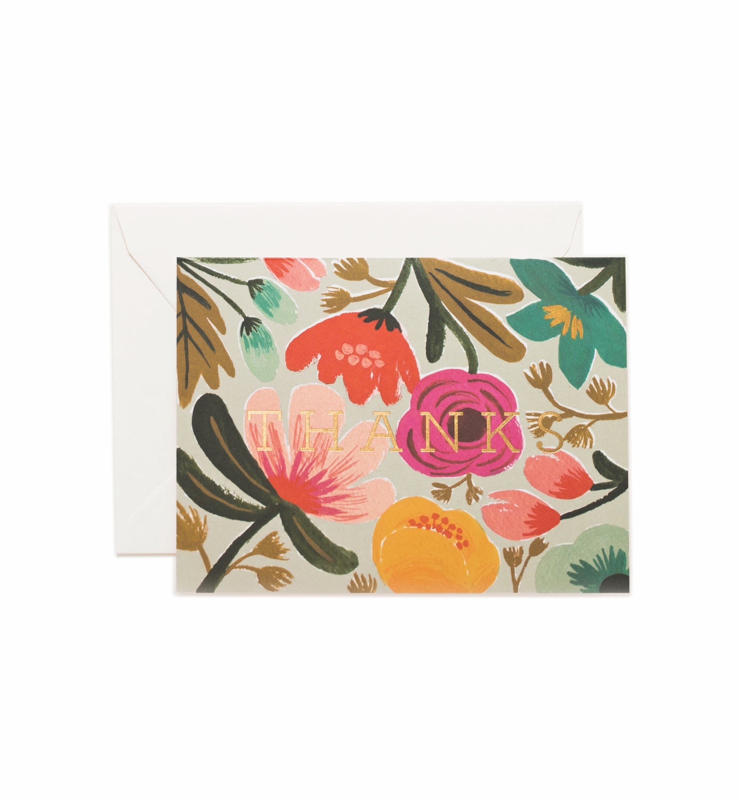 Gold Floral Thank You Card