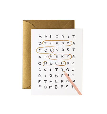 Word Search Thank You Card