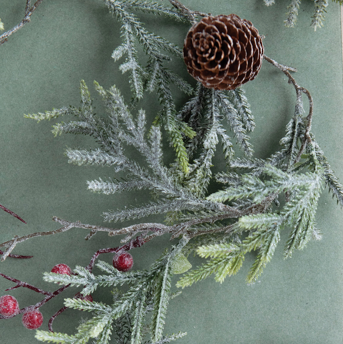 Faux Spruce Garland with Berries and Pinecones