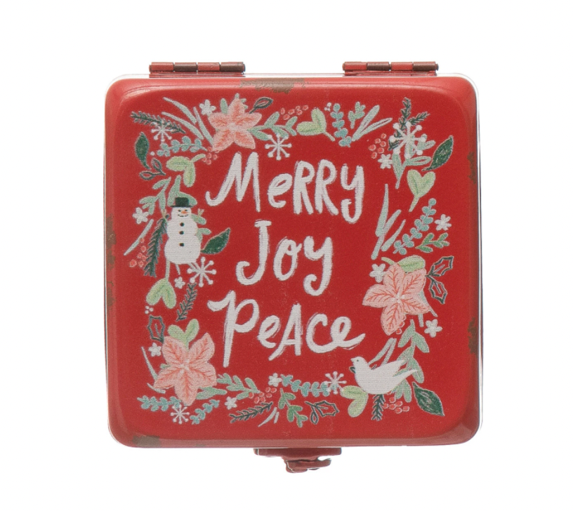 Decorative Holiday Metal Boxes, 4 Styles