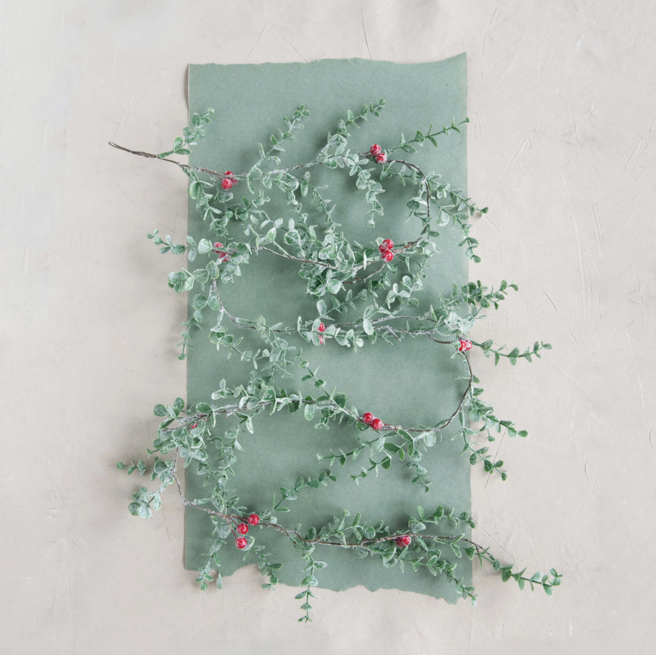Faux Boxwood Garland with Berries
