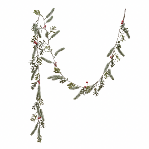 Faux Boxwood Garland with Berries