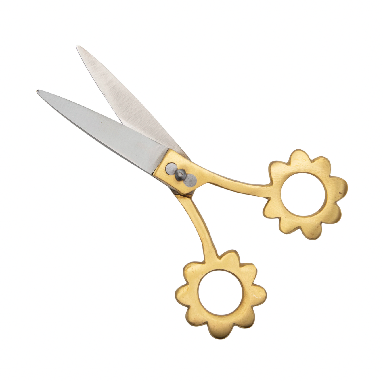 Scissors with Flower Shaped Handles, Brass Finish