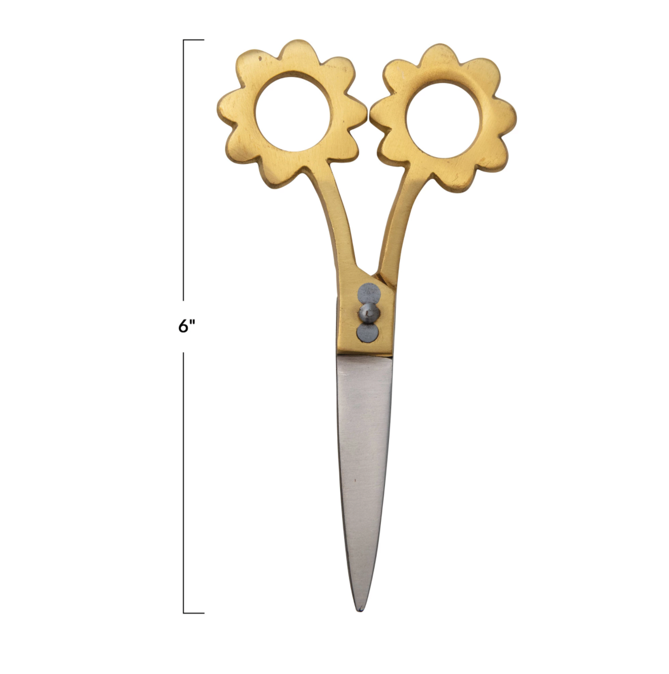 Scissors with Flower Shaped Handles, Brass Finish