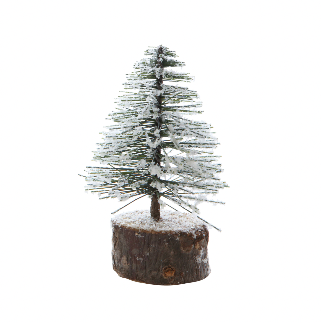 Flocked Bottle Brush Tree with Wood Base