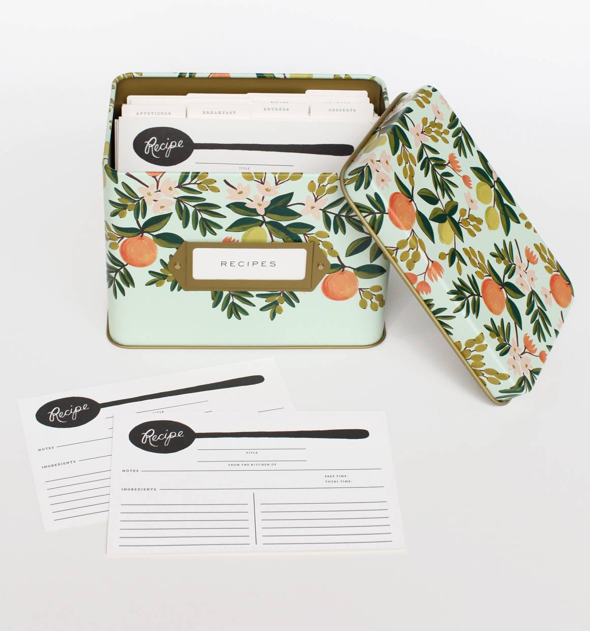 Citrus Floral Recipe Tin with Cards