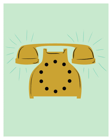 Retro Yellow Phone Art Print - 8 x 10