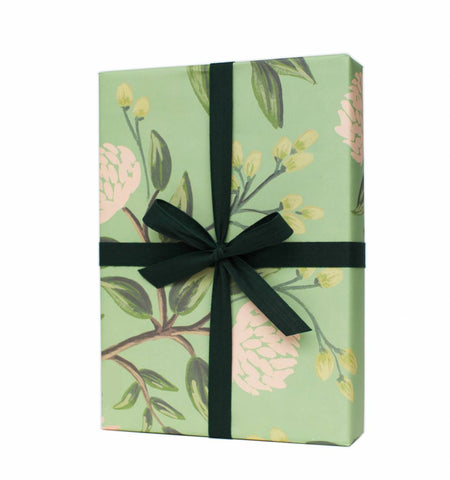 Emerald Peonies Wrapping Sheets