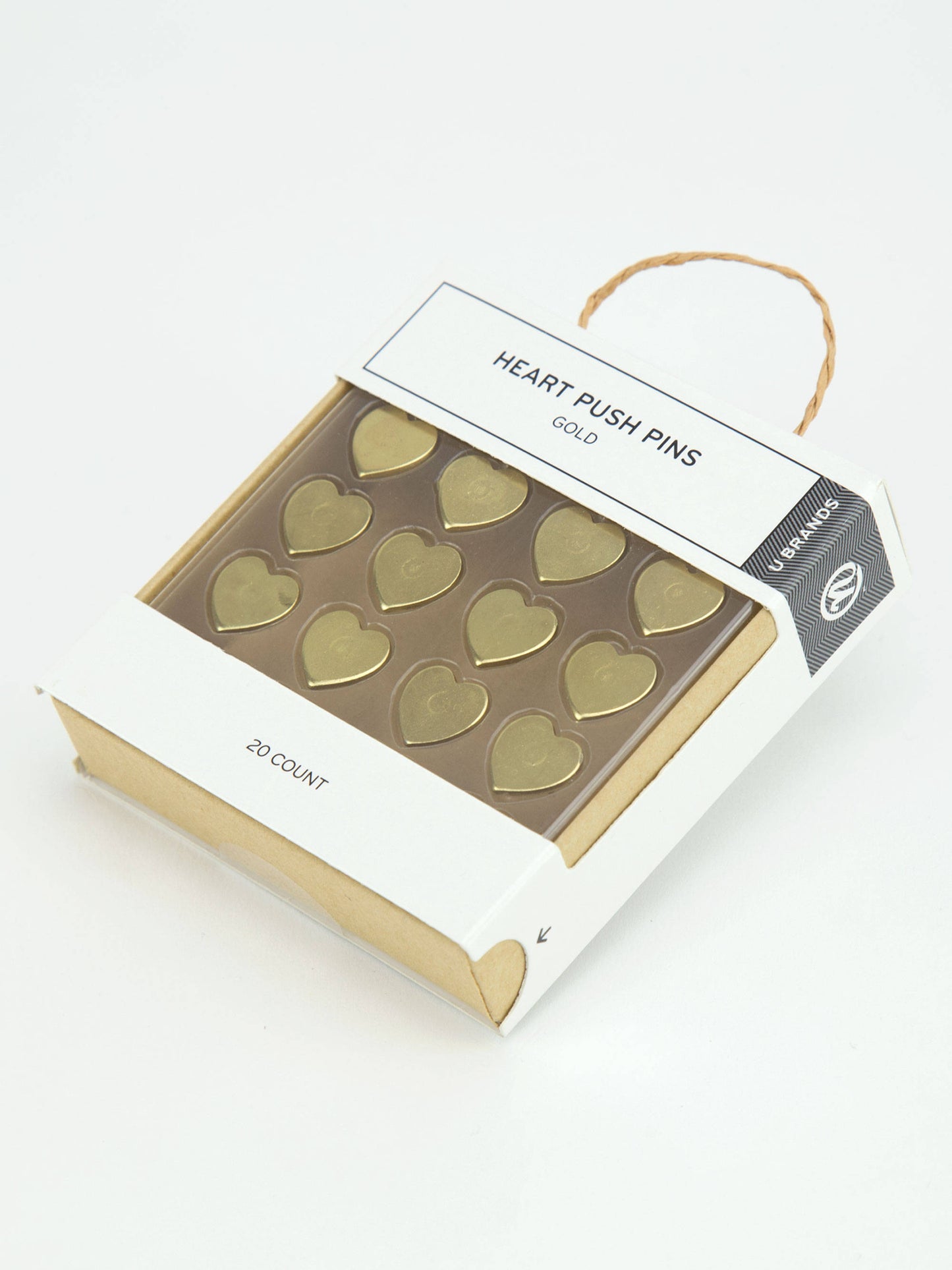 Gold Heart Metal Push Pins
