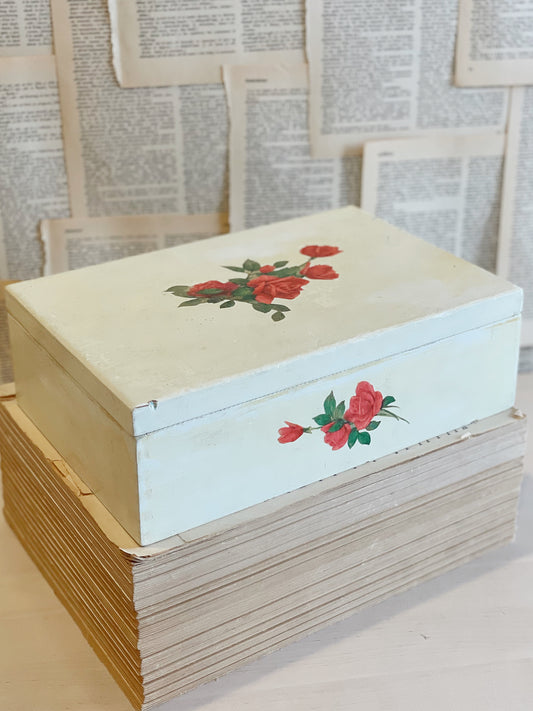 Vintage Hand-painted Vanity Box // Roses