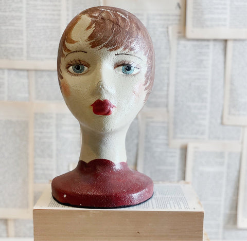 Vintage Hand Painted Mannequin Head // Hat Rest