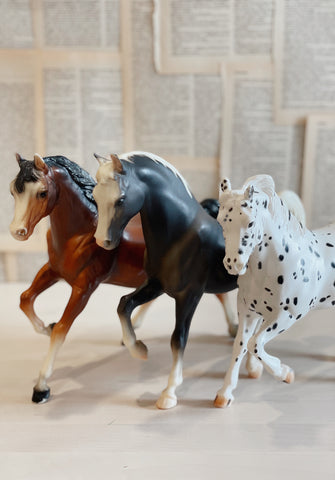 Large Plastic Vintage Horses -Set Of Three