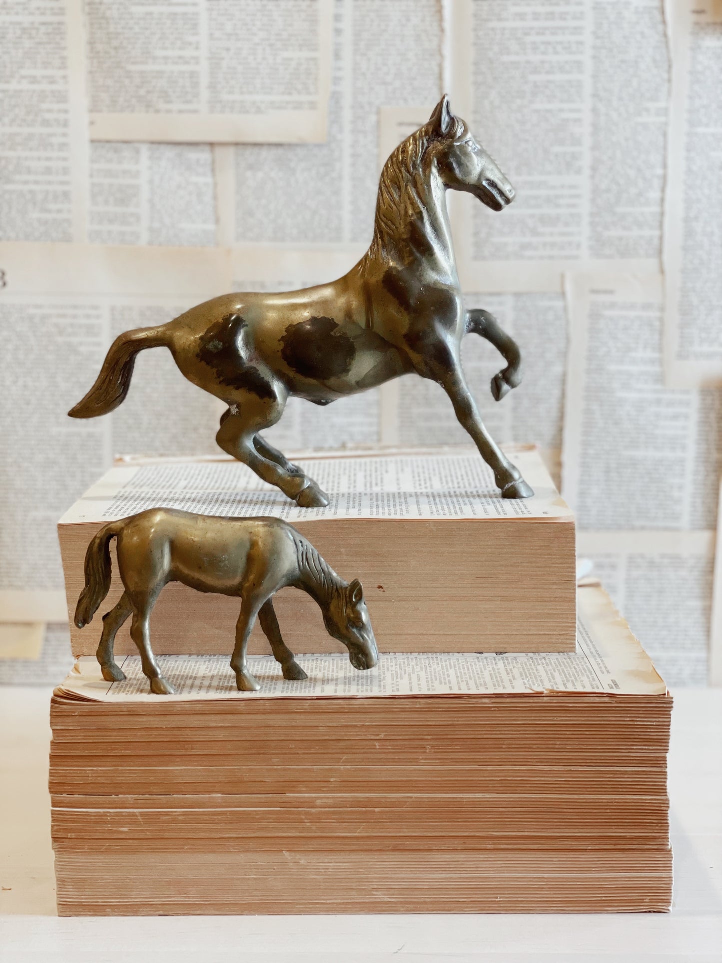Vintage Brass Horse and Colt