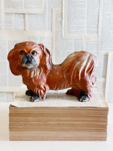 Vintage Chalk Ware Pekinese Dog