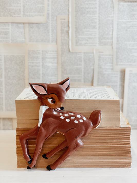Vintage Hand Painted Bambi // Chalk-ware // Wall Hanging
