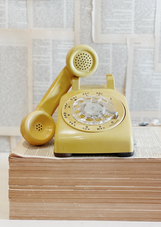 Yellow Rotary Phone // Vintage
