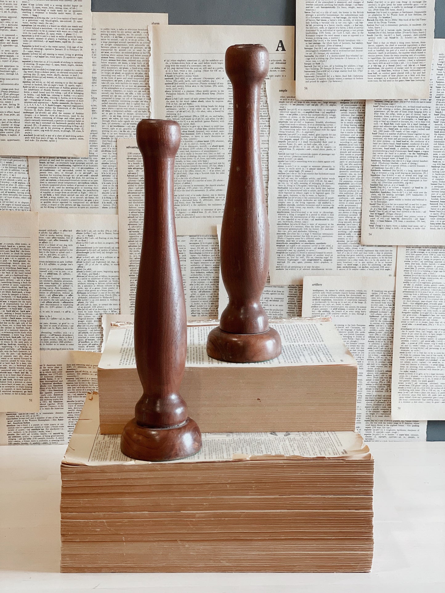 Pair of Wood Taper Holders // Mid Century