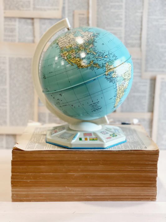 Vintage Mid Century J. Chein Tin Litho Small Globe