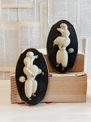 Vintage Chalk Poodle Plaques