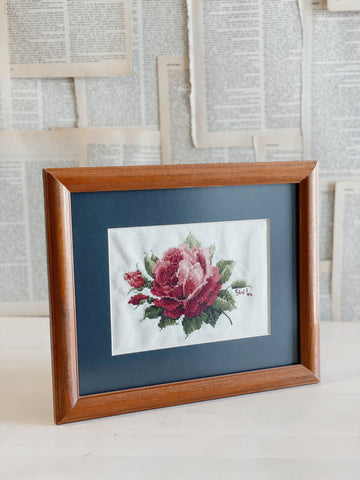 Vintage Rose - Framed Cross Stitch