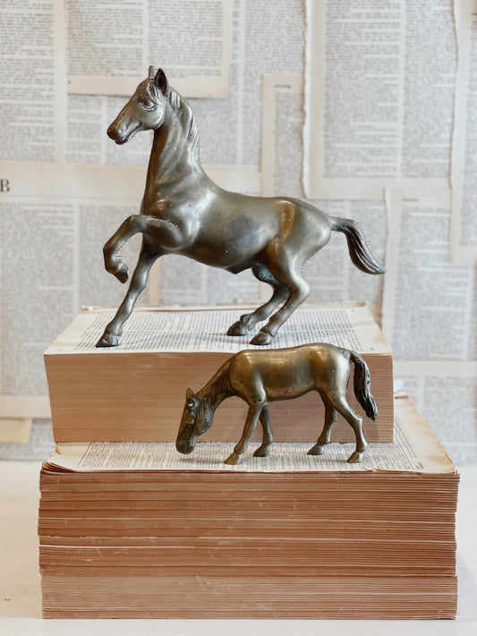 Vintage Brass Horse and Colt