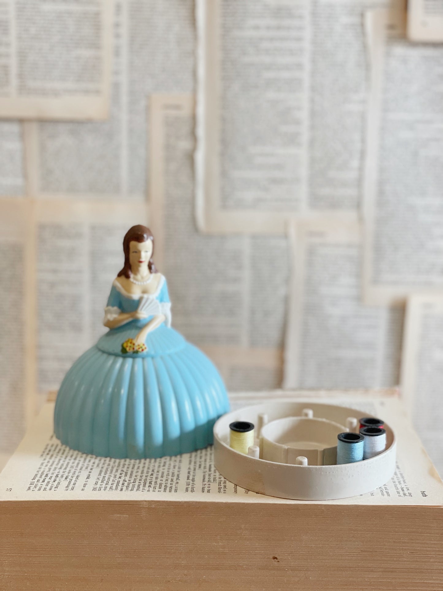 Vintage Sewing Kit // Spool Storage // Doll