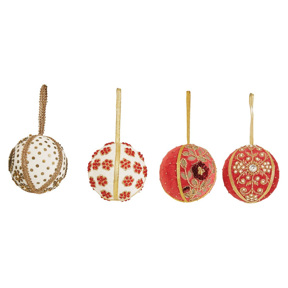 Velvet and Glass Beaded Ball Ornament